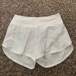 white lululemon speed up shorts